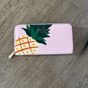 kate spade Pink Wallet with Pineapple Graphic